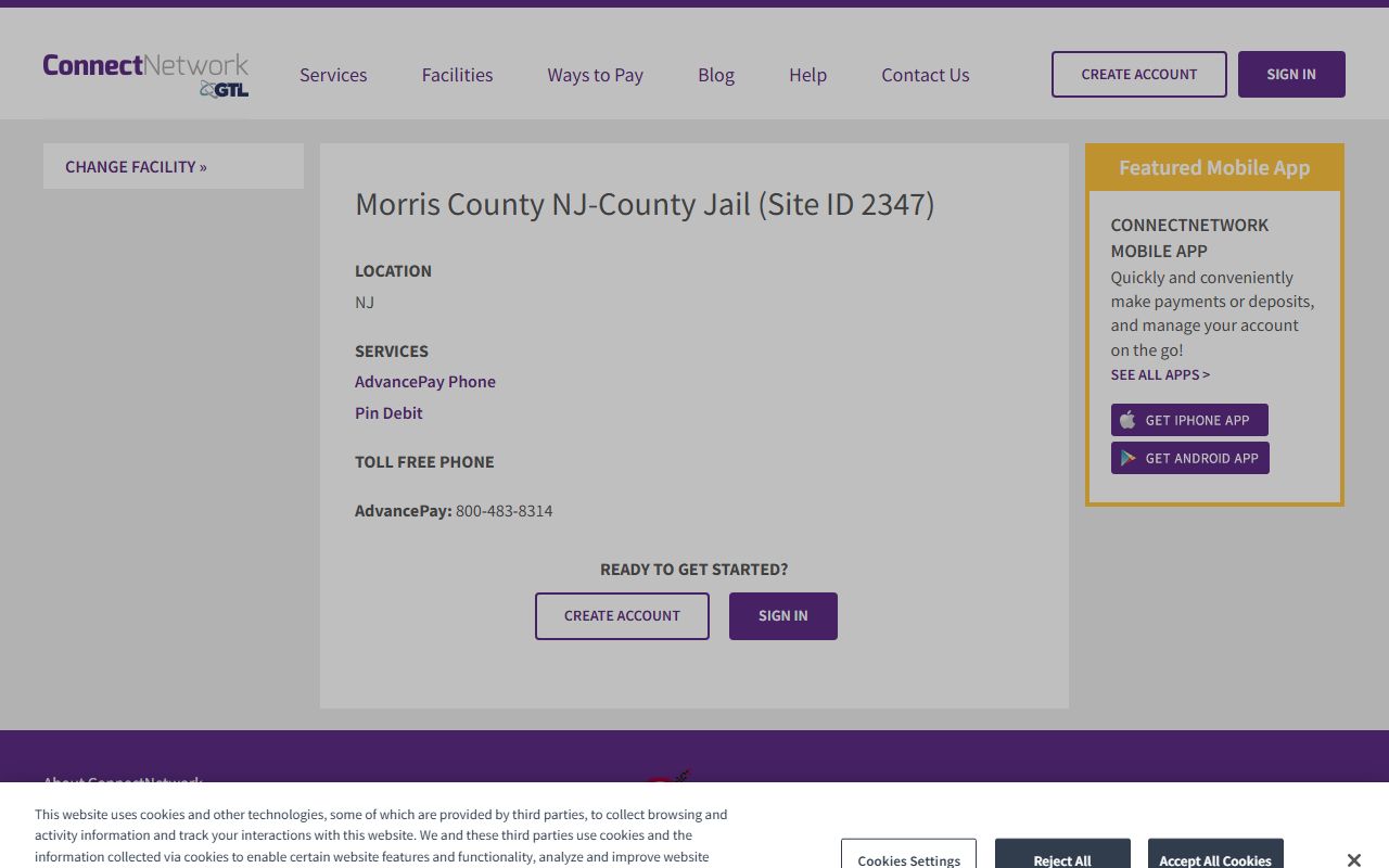 ConnectNetwork listing for Morris County NJ County Jail services